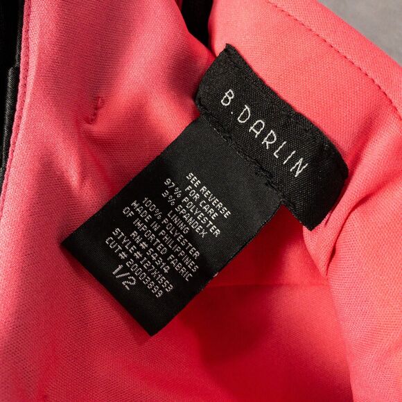 B. Darling Dress Women's 1/2 Black Satin Bodycon Lined in Hot Pink Juniors Teen - Picture 6 of 8